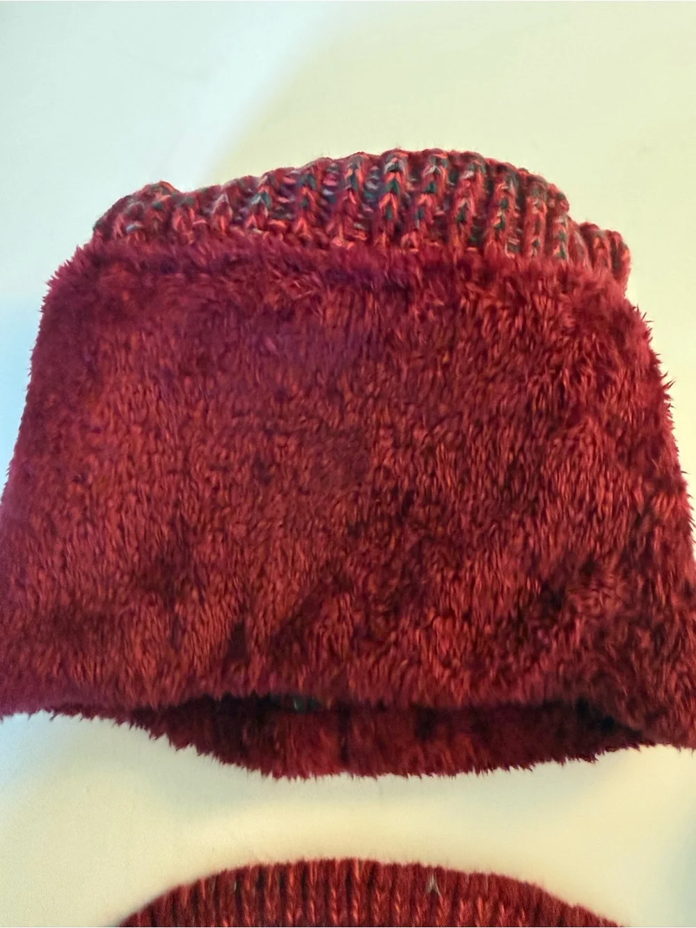 Adult Multicolor Knit Pom Hat and Neck Warmer Set - Red Striped NWOT